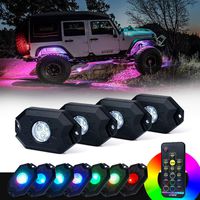 Xprite 4PCs LED RGB Rock Light Kit with Wireless Remote Control, Flashing, Auto Scroll Modes, Multicolor Neon Lights Pod for Underglow Off Road, Truck, JEEP, UTV, ATV, SUV