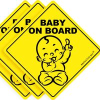 Latest Design- Baby on Board Sticker Sign (3 Pack), Baby Board, Baby car Sticker, Baby car Decal, US Department of Transportation Recommend Color & Shape,Kid Safety, 5"by5" by Innovative Bay