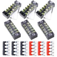 Hilitchi 12pcs 600V 15A 5 Position Double Row Screw Terminal Strip and 400V 10A 12 Postions Red/Black Pre Insulated Terminal Barrier Strip