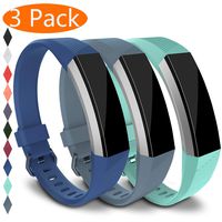 KingAcc Compatible Replacement Bands for Fitbit Alta HR, Fitbit Alta, Silicone Fitbit Alta HR Band Alta Band, Buckle Wristband Strap Women Men (3-Pack, DarkBlue&RockBlue&TealBlue, Large)
