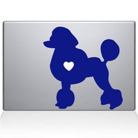 The Decal Guru Poodle Love Silhouette Decal Vinyl Sticker, 15" MacBook Pro (2015 & Older Models), Dark Blue (2338-MAC-15P-DB)