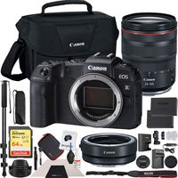 Canon EOS RP Mirrorless Camera with RF 24-105mm F4 L is USM Lens Kit Bundle with Lens Mount Adapter, 64GB Memory Card, Shoulder Bag, Battery and Charger Kit, Monopod and Cleaning Kit