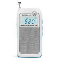 Retekess PR12 Mini AM FM Radio with Speaker Personal DSP Radio DSP Support TF Card and Rechargeable Battery for Walking Jogging (White)