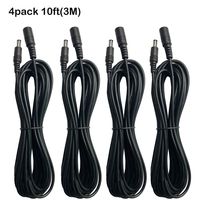Power Extension Cord 3M (10ft), 4 Pack 5.5mm x 2.1mm DC 12V Power Supply Adapter Extension Cable for Wireless IP Security Cameras, LED Strip Lights, DVR, NVR