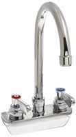 John Boos PBF-4SM-5GLF Heavy Duty Gooseneck Faucet, for Pro­Bowl Sinks, Low-Lead, 4" On-Center, 1/4 Turn, 5" Spout, Splash Mount
