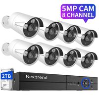 【2019 Newest】 5MP Security Camera System, NexTrend Home Surveillance, 8 Channel DVR(2TB Hard) with 8pcs Super HD Camera for Day Night Free APP Remote View 7/24 Recording Motion Detection, Plug&Play