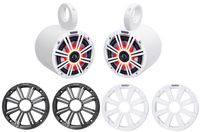 Pair KICKER 45KM654L 6.5" 390w White Marine Wakeboard Tower LED Boat Speakers