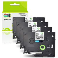 NineLeaf Label Tape Replacement Compatible for Brother P-Touch TZe-S231 TZ-S231 Extra Strength Adhesive Laminated Black on White (1/2inch 12mm) 4 Pack