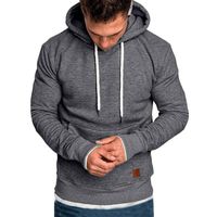 Simayixx Men Hoodies Pullover, Men's Fashion Workout Sweatshirts Plus Size Adjustable Hood Solid Sweater Tops Outerwear Dark Gray