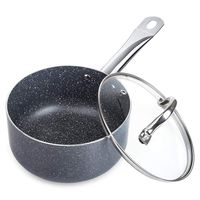 DUKE'S HOME 1.5 Quart Nonstick Saucepan Stone-Derived Ceramic Coating, 1.5 QT Stone Ceramic Saucepan with Glass Lid, Non Toxic PTFE PFOA Free, Dishwasher Safe, for Gas, Electric, Ceramic, Induction