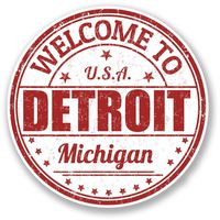 2 x 10cm/100mm Detroit USA Vinyl SELF ADHESIVE STICKER Decal Laptop Travel Luggage Car iPad Sign Fun #5801