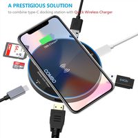 WNNT Type-c Docking Station, Passing Through Power Delivery Upto 87W, Combined 10W Wireless Fast chager, 4K HDMI,USB3.0 2slots Card Reader, 2USB3.0A Ports, Support New mabook 2018 Full, Aluminum