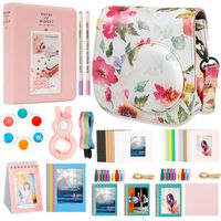 Alohallo 15 in 1 Instax Mini 9 Camera Accessories Set for Fujifilm Instax Mini 9/ Mini 8/ Mini 8+ Camera - Pink Flowers A