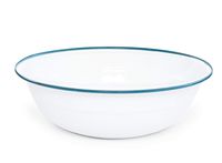 Enamelware Medium Basin, 8 quart, Vintage White/Turquoise (Single)