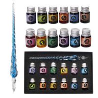 Mancola Glass Dipped Pen Ink Set-Rainbow Crystal Pen with 12 Colorful Inks for Art, Writing, Signatures, Calligraphy, Decoration, Gift Ma-13