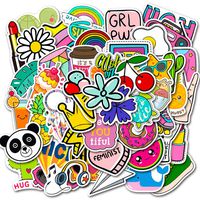 Cute Girl Water Bottle Stickers Waterproof Aesthetic Kids Teens Lovely Laptop Cars Phone Luggage Phone Notebook Trucks Decals 50pcs