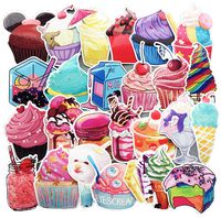 Honch Summer Sweets Dessert Ice Cream Stickers Pack 70 Pcs Suitcase Stickers Vinyl Decals for Laptops Bumper Ipad Helmet Track Cars Luggage Water Bottle