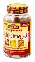 (2 Pack) Nature Made Multi+Omega3 Adult Gummies Strawberry Lemon & Orange -- 90 Gummies