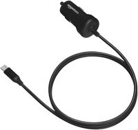 AmazonBasics Straight Cable Lightning Car Charger - 5V 12W - 3 Foot - Black (Renewed)