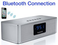 Boytone BT-88CB Bluetooth 4.1 Portable Alarm Clock Radio Wireless Speaker, Digital FM Tuning Built-in Rechargeable Battery, Mic, Large LED Display, USB, Micro SD Slot, AUX, 110/220 Volt, Silver
