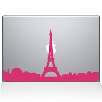 The Decal Guru 2070-MAC-13P-BG Paris City Skyline Decal Vinyl Sticker, 13" MacBook Pro (2015 & Older), Pink
