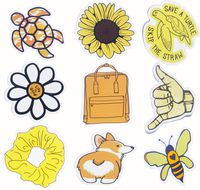 Vsco Stickers for Water Bottle Waterproof Aesthetic Trendy Vinyl Cute Yellow Stickers Perfect for Laptop Phone Luggage Car (50-Pack)