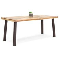 Best Choice Products 6-Person Indoor Outdoor Rustic Acacia Wood Picnic Dining Table w/Metal Finish Legs, Brown