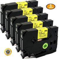 5PK Great Quality Compatible for Brother P-Touch Laminated Tze Tz Label Tape Cartridge 12mmx8m (TZe-Fx631 Flexible ID Black on Yellow)
