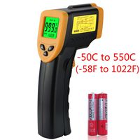 Laser Infrared Thermometer -50°C to 550°C(-58°F to 1022°F)  Non-Contact Digital Temperature Gun Adjustable Emissivity &MAX/MIN/ IR Thermometer for Industrial Kitchen Cooking Ovens.