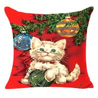 Howstar Cotton Linen Pillow Cases, Christmas Decorative Cute Printed Pillow Covers Sofa 18 X 18 Inches (C)