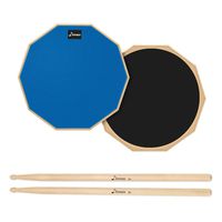 Donner 12 Inches Drum Practice Pad 2-Sided Silent Drum Pad Set Blue With Drum Sticks