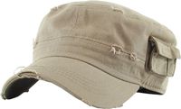 KBK-1465 KHK M Vintage Distressed Cadet Army Cap Basic Everyday Military Style Hat