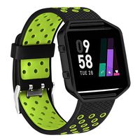 UMAXGET Compatible with Fitbit Blaze Band with Metal Frame, Silicone Breathable Sport Wristband Two Tone Bracelet Compatible with Fitbit Blaze Smart Watch, Women Men
