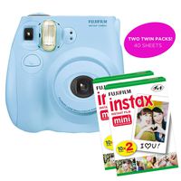 Fujifilm - Instax Mini 7S Instant Camera Product Bundles | Film Pack Options | Renewed (Mini 7S + 2 Film Packs, Light Blue)