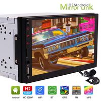 Double Din Android Car Navigation Stereo with External Microphone Bluetooth - Standard 1G/16G Car Entertainment AM FM RDS Radio, Support WiFi/3G 4G Internet,Mirror Link,USB/SD,Camera Input,Remote