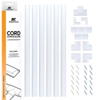 Cord Concealer System Covers Cables, Cords, or Wires - Cable Cover Management Raceway Kit for Hiding Wall Mount TV Power Cords in Home or Office - SimpleCord