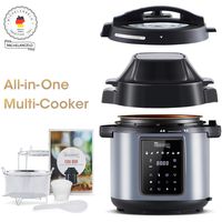 MICHELANGELO 6.5 QT Pressure Cooker Air Fryer Combo, All-in-1 Pressure Fryer with Air Fryer - Two Detachable Lids, Steamer Basket, Roast Rack & Free Recipe Book, Air Fryer Pressure Cooker Combo - 6.5 Qt