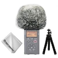 First2savvv Outdoor Portable Digital Recorders Furry Microphone Mic Windscreen Wind Muff for Tascam DR-40 DR40 + mini tripod + Suede cleaning cloth TM-DM-DR40-B01TZ3