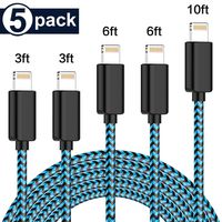 iPhone Charger，Actionpie MFi Certified Lightning Cable 5 Pack（3/3/6/6/10FT） Compatible iPhone Xs/Max/XR/X/8/7 6