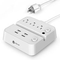 iClever BoostStrip IC-BS02 Power Strip | USB Charger with 4 USB + 3 AC Outlets, Dual Switch Control Charging Station and Phone / Tablet Stand 5ft Extension Cord- White