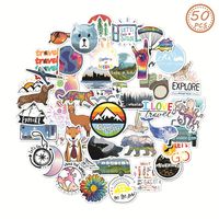 MSOLE 50PCS Cute Waterproof Outdoors Adventure Theme Vsco Stickers for Water Bottles Laptop HydroFlasks Camping Travel Aesthetic Trendy Decals for Mac Computer Phone Guitar for Kids Teens Girls
