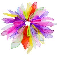 Livder 16 Pieces Dance Scarves, Square Juggling Silk Magic Performance Props Accessories Hair Neck Bag Waist Wrist Band Scarf, 24 by 24 Inches Gradient Colors