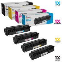LD Compatible Toner Cartridge Replacements for HP 305A (1 Black, 1 Cyan, 1 Magenta, 1 Yellow, 4-Pack)