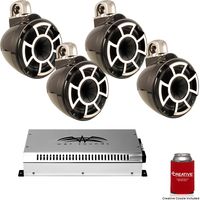 Wet Sounds 8" Black Tower System: Two Pairs of REV8B-FC 8" Tower Speakers & SYN2 700 Watt Amplifier