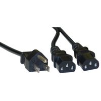 Offex Computer/Monitor Power Y Cord, Black, NEMA 5-15P to Dual C13, 10 Amp, UL/CSA Rated, 6 Foot