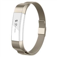 POY Compatible for Fitbit Alta Bands, Stainless Steel Metal Replacement Bracelet Strap with Unique Magnet Lock for Fitbit Alta and Fitbit Alta HR Champagne Gold Small