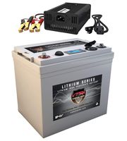 VMAX VPG24C-50LFP for 24 Volt Battery for DC Power Supply 24V 50Ah LiFePo4 Battery + Charger: Lithium-Iron Phosphate Battery w/BMS, USB Outputs, LCD Display (24V 50Ah LiFePo4, Weighs 21lbs)
