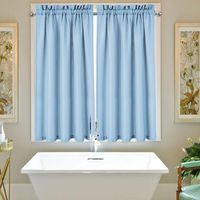 IDEALHOUSE Airy Blue Tier Curtains,Waffle Woven Textured Short Window Curtain for Cafe,Bathroom,Kitchen & Kids Bedroom Rod Pocket Curtains (2 Panels, 30Inch Wide by 45Inch Long)