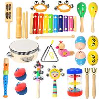 Toddler Musical Instruments- Ehome 15 Types 22pcs Wooden Percussion Instruments Toy for Kids Preschool Educational, Musical Toys Set for Boys and Girls with Storage Bag