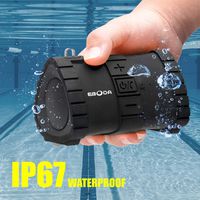 EBODA Portable Bluetooth Speaker, IP67 Waterproof Portable Wireless Speaker, 6W and Stereo Sound, Built-in Mic, Hands-Free Speakerphone, 2000mAh Battery, 24H Playtime for Pool, Beach, Hiking-Black